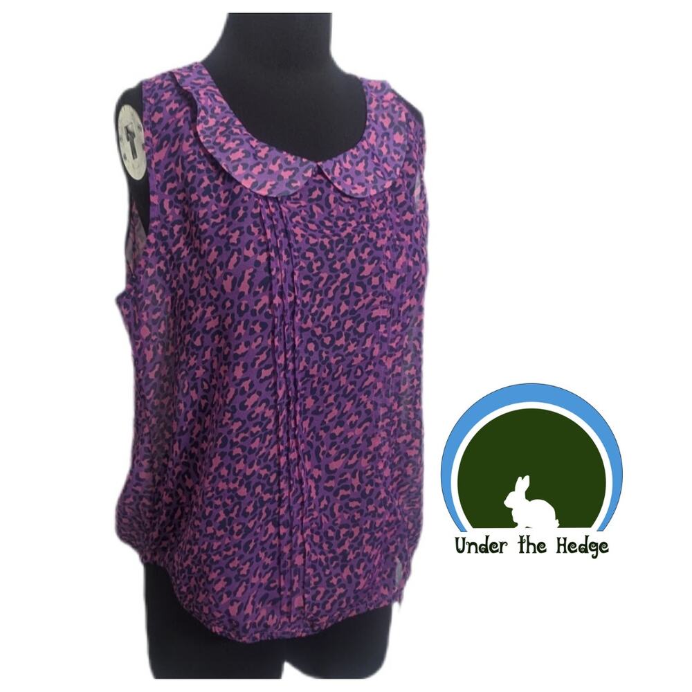 New Dolled Up by Fang Purple Leopard Chiffon Top Large Grunge Y2K Fairy T1